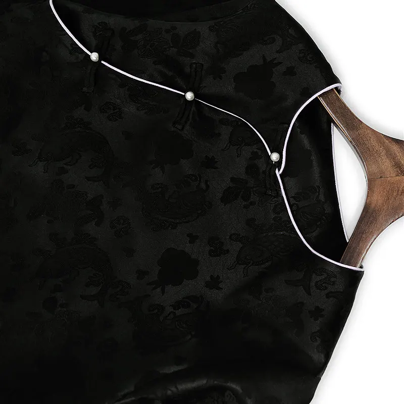 قميص BirdTree-35% حرير 65% صوف أنيق، جاكار نسائي برقبة دائرية، بلوزة فضفاضة مرقعة للتنقل الرجعية، خريف 2025 جديد T5O832CC #3