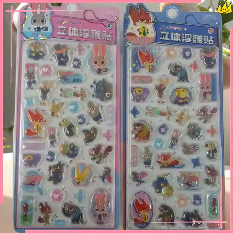 Crazy Zootopia 3D Stickers Cute Cartoon Stereo Crystal Sticker Phone Cases DIY Hand Account Notebook Phone Cases Decorative