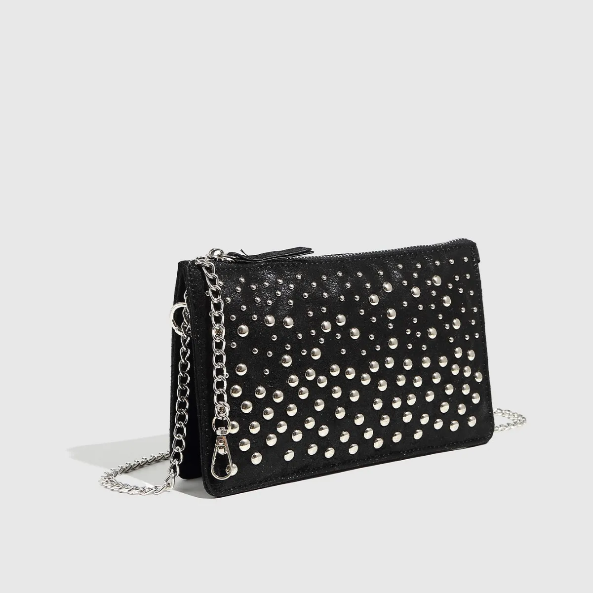 

Fashion Rivet Shoulder Bag Foster Rhinestone Crossbody Bags for Women Chains Phone Flap Handbags and Purses Square Dot Sling Bag