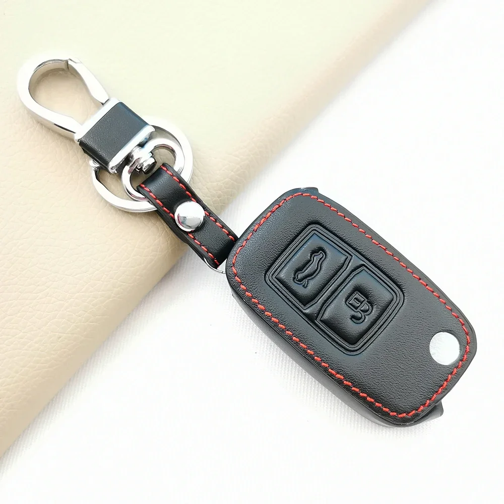 Hot Sale Genuine Leather Car Key Case For Chery A5 Fulwin Tiggo E5 A1 Cowin 2 Buttons Remote Shell Cover Protective Fob