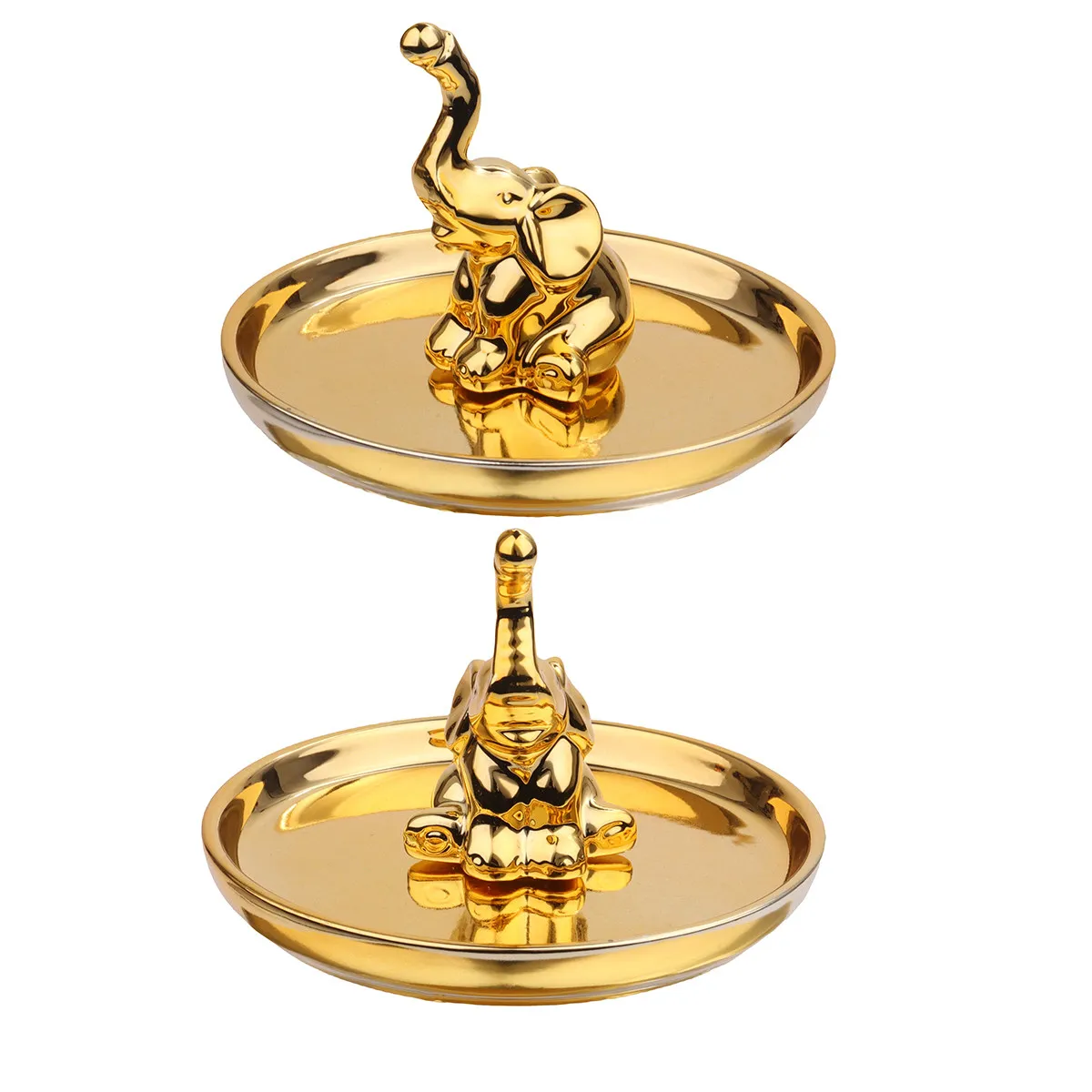 

Gold Plated Elephant Jewelry Tray Household Storage For Rings Earrings Keys Bracelet Display Decor Jewelry Plate