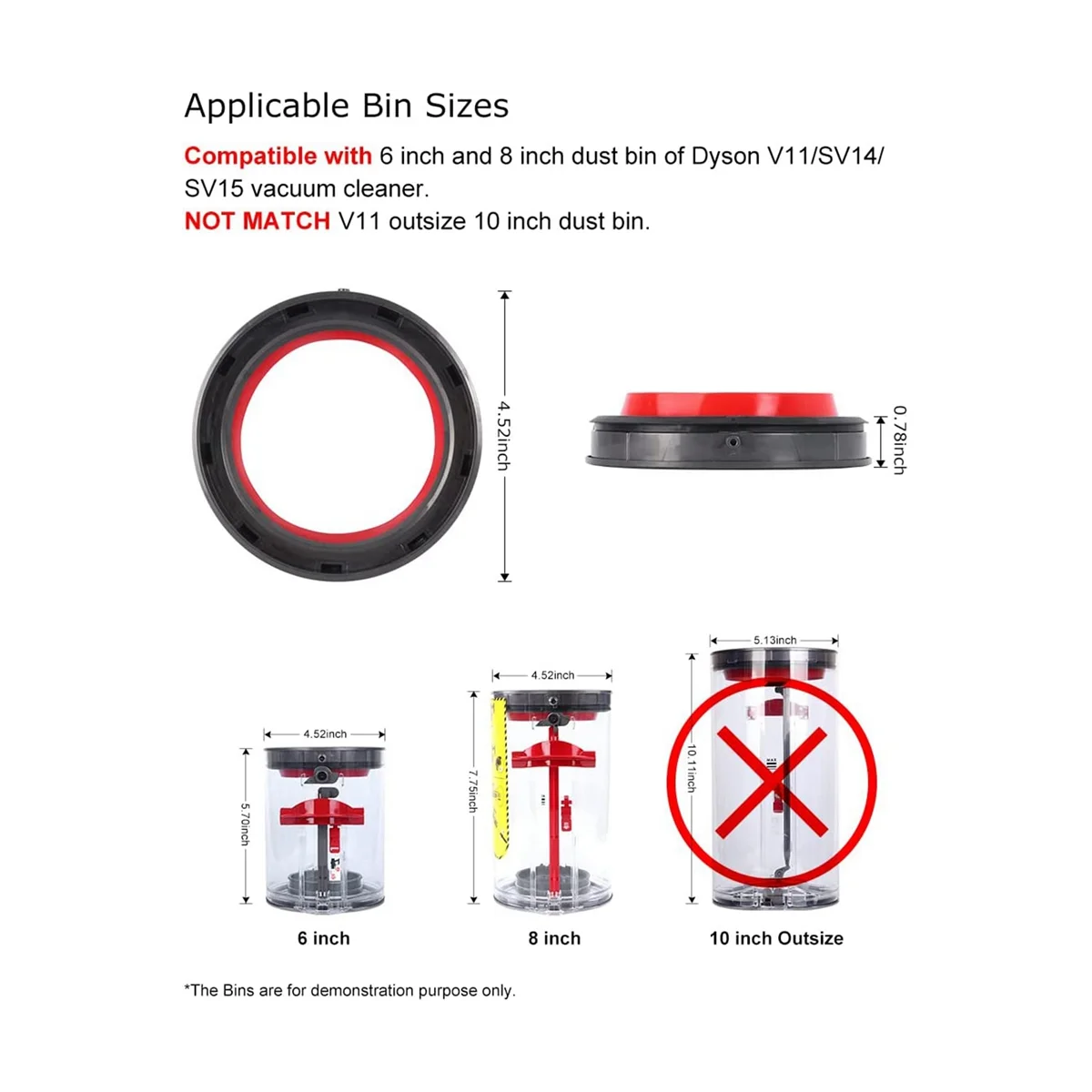 Top Fixed Sealing Ring for V11/SV14/SV15 Vacuum Cleaner Dust Bin Top Fixed Sealing Ring with Screwdriver