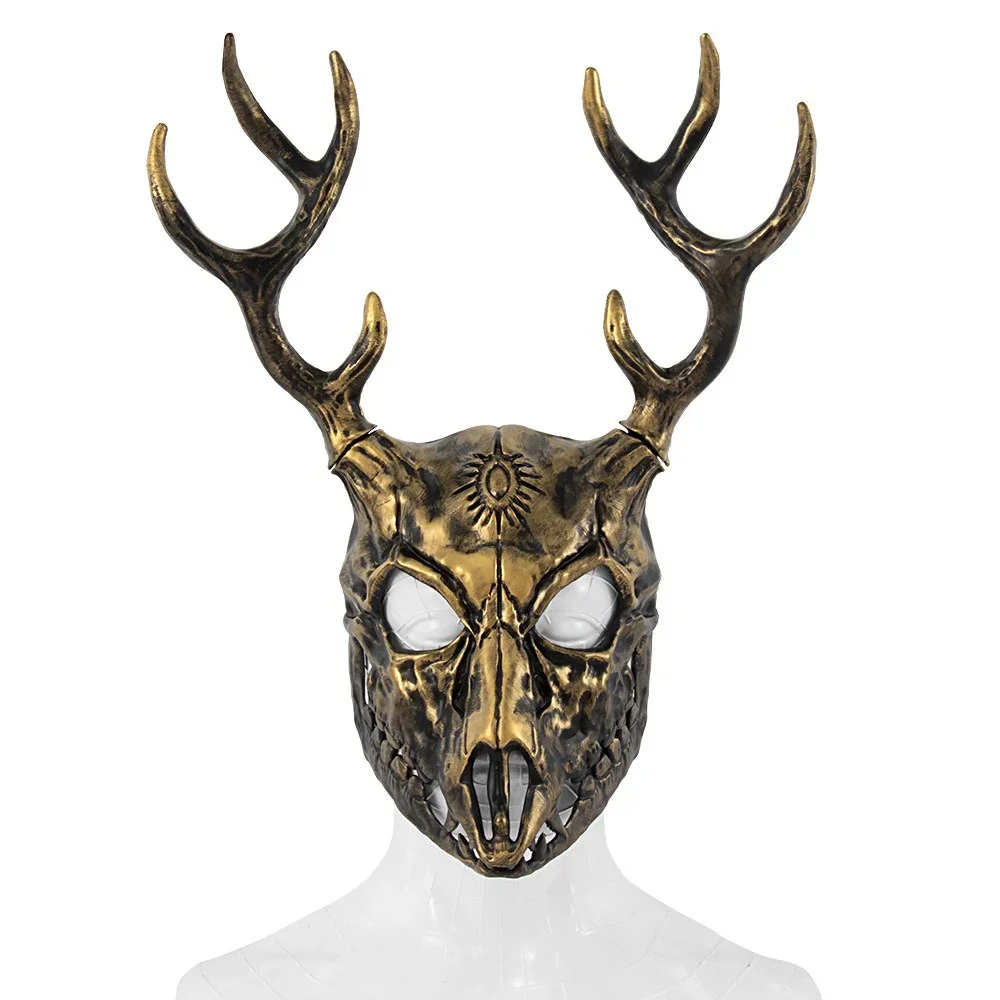 Halloween Horror Antler Maschera Costume Gioco di ruolo Renna Cosplay Testa di cervo Maschera Masquerade Club Maschera a pieno facciale Carnevale di feste