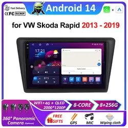 for VW Skoda Rapid 2013 2014 2015 - 2019 Wireless Carplay 9 inch 2.5D QLED IPS Screen Bluetooth GPS Navigation Accessories WIFI