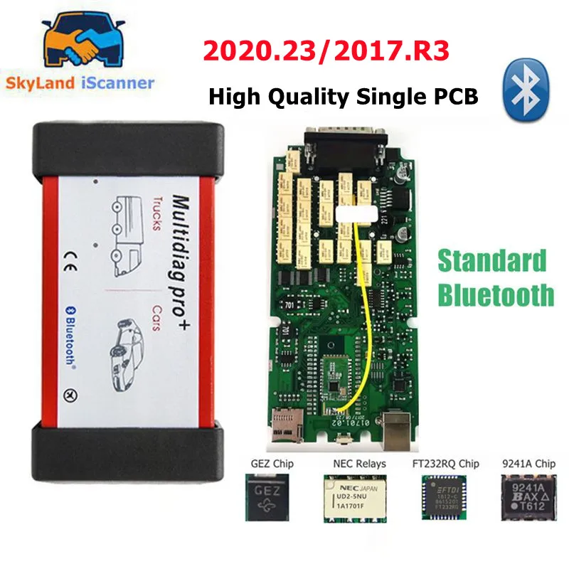 

Multidiag Pro+ 2017.R3 2020.23 2021.11 A++ Single PCB & Standard BT TCS PRO+ NEC Relays Car Diagnostic Scanner