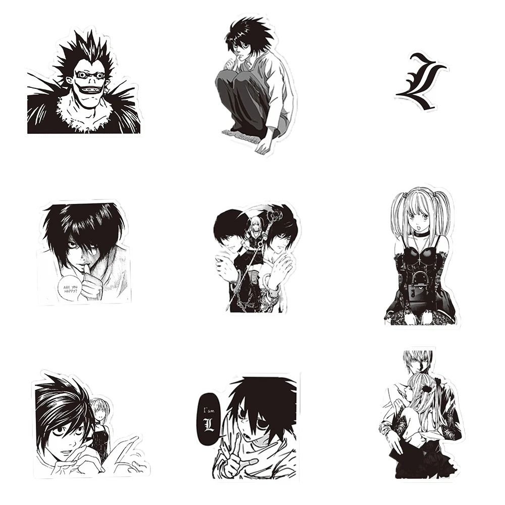 10/30/65pcs Anime DEATH NOTE Stickers Cool Black and White Graffiti Sticker DIY Phone Luggage Notebook Cartoon Decals Decoration