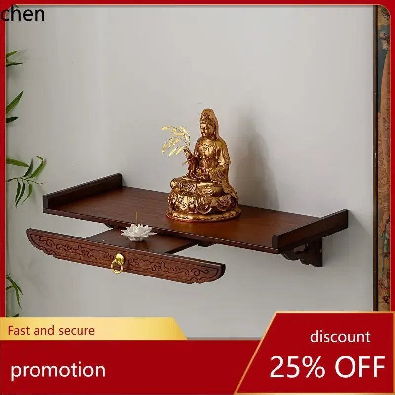 r5.21 wall-mounted buddhist niche rack god of wealth display cabinet for home incense case altar bracket guanyin altar cabinet