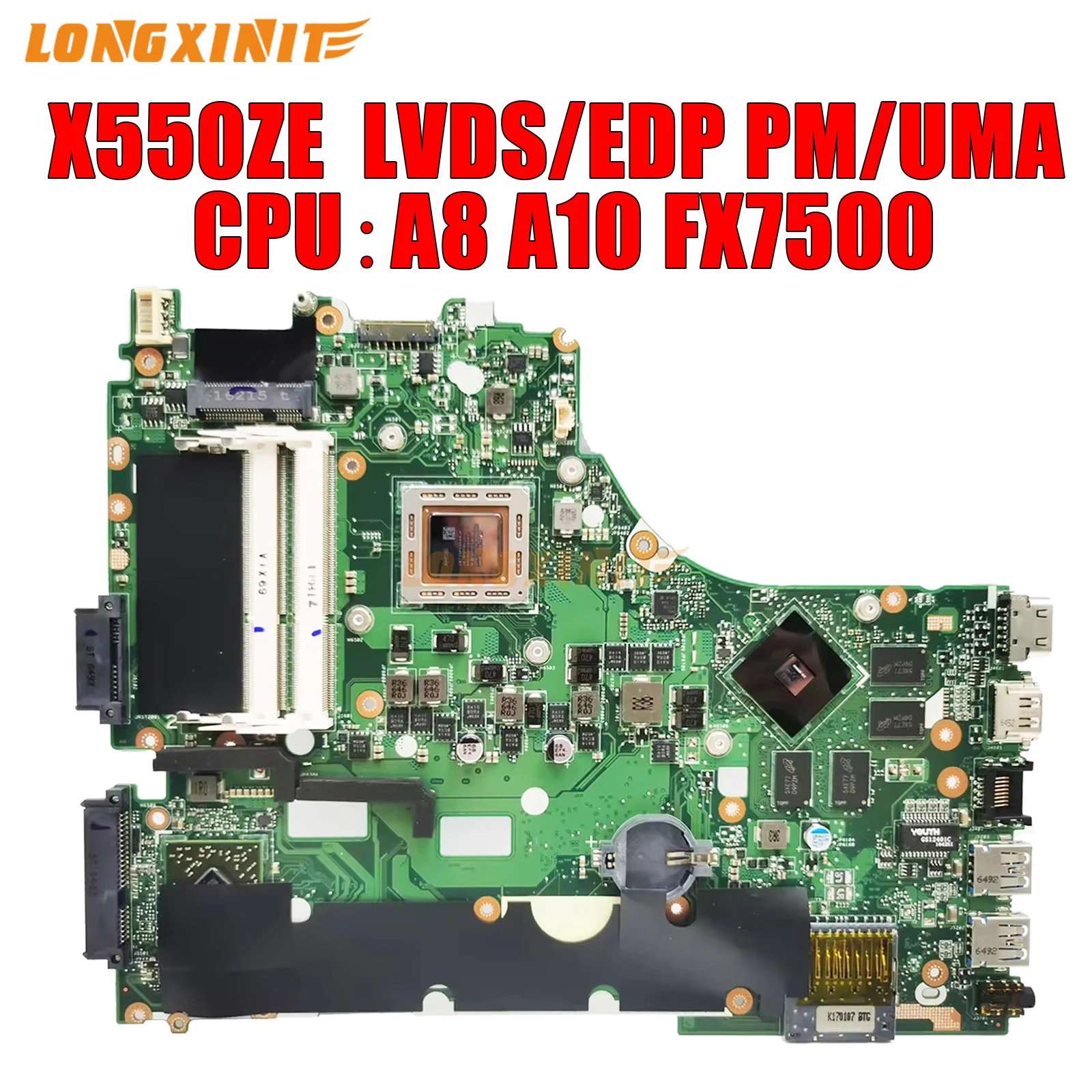 

X550ZE motherboard For ASUS X550ZA X750Z K555Z VM590Z A555Z X750DP K550D Laptop Motherboard.CPU:A8 A10 FX7500.LVDS EDP UMA/PM