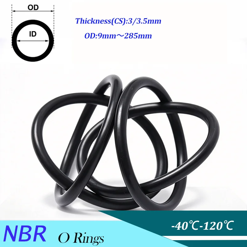 CS 3/3.5mm NBR O Ring Nitrile Rubber O-Ring Oil Resistant Sealing Gasket Black Washer for Automotive Plumbing Hydraulic Seal