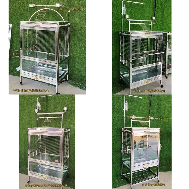 For Parrot Cage Stainless Steel Bird Cage Luxury Gray Macaw Sunflower Breeding Large Size Durable Spacious Indoor Outdoor