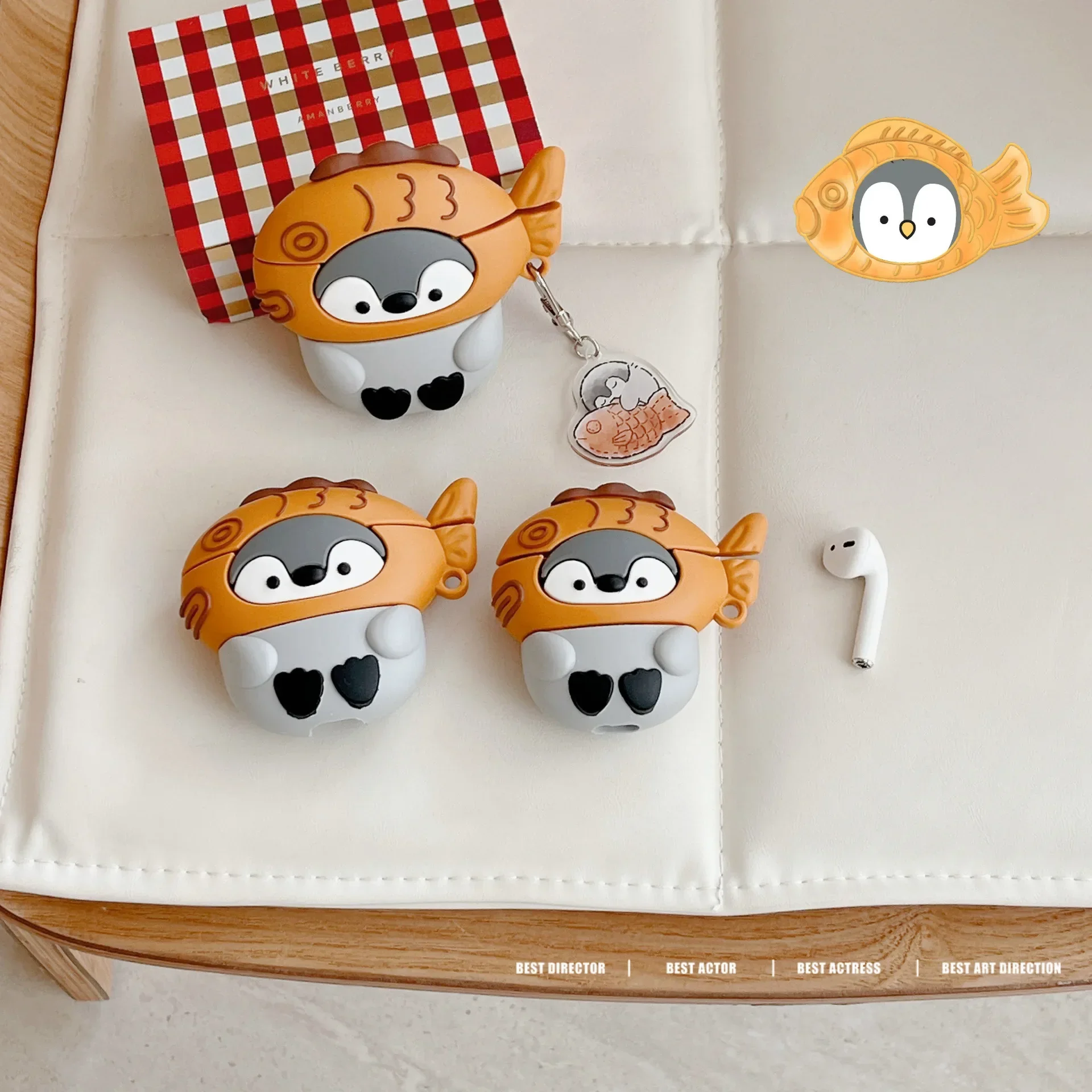 Penguin Cute Case for AirPods 4 Airpod 1 2 3 Pro Pro2 Bluetooth Earbuds Charging Box Protective Earphone Case Cover