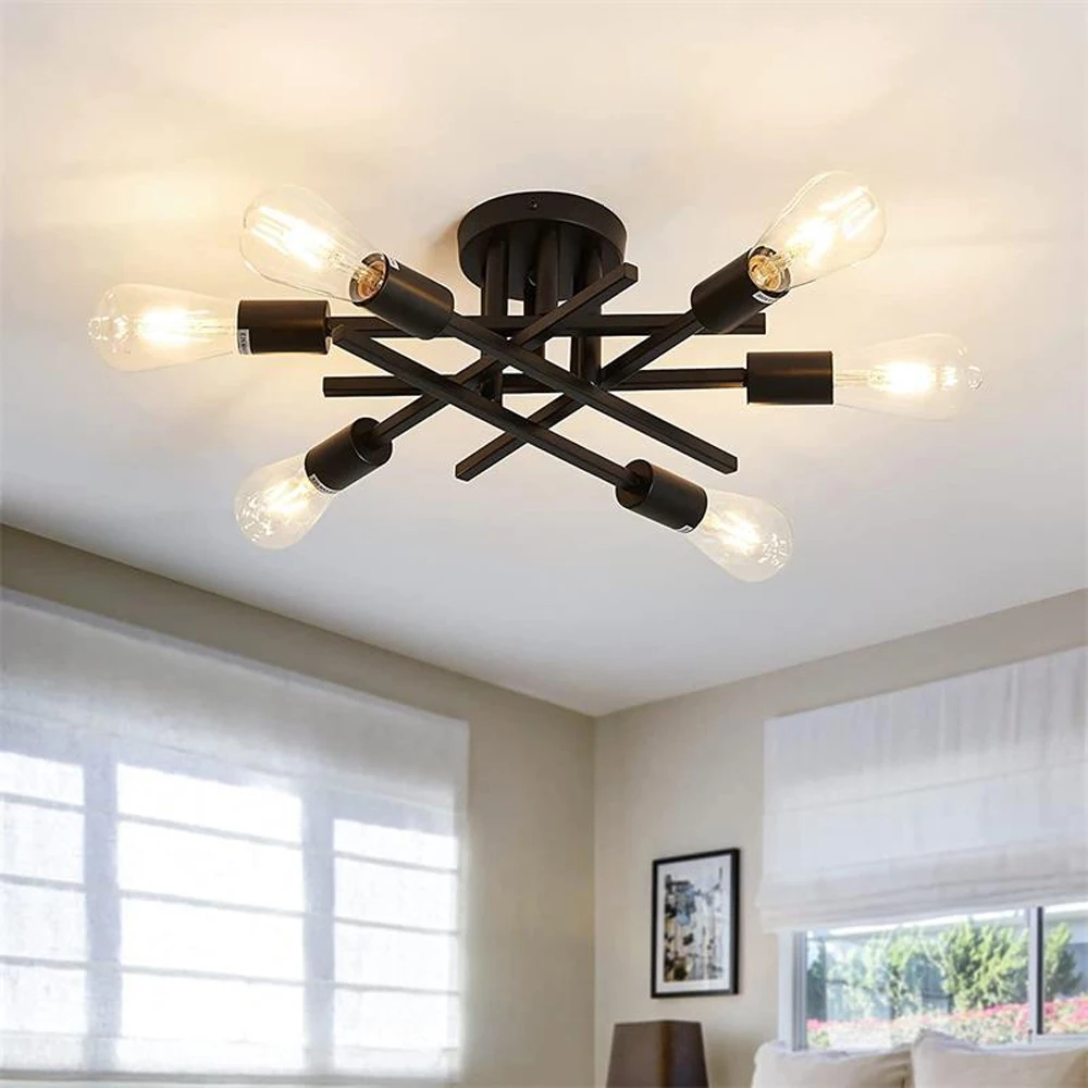 

Modern Ceiling Light Fixture 90-260V AC Chandelier 2 4 6 Heads E27 Bulb Base Ceiling Lamp for Dining Room Bedroom Kitchen