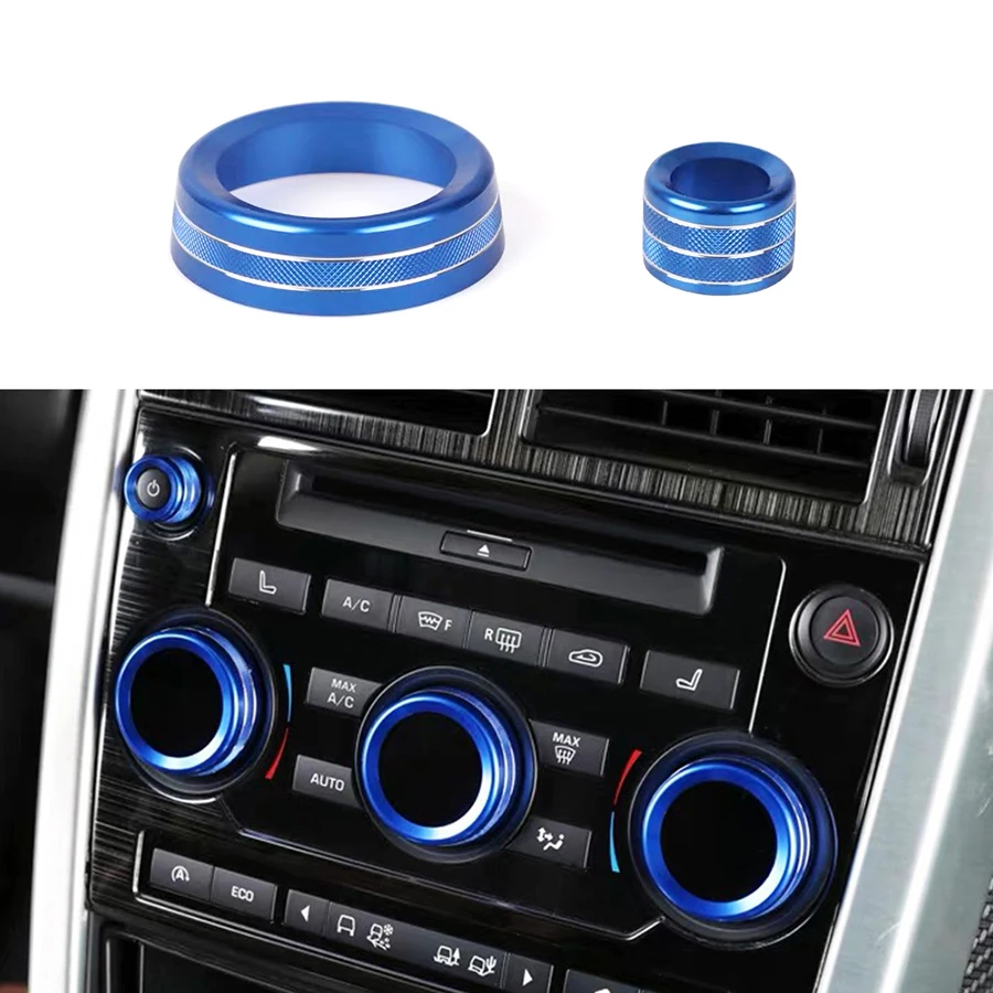 4Pcs Center Air Conditioning Volume Knobs Audio Circle Cover Trim Car Ring For Land Rover Discovery Sport 2015 2016 2017 2018