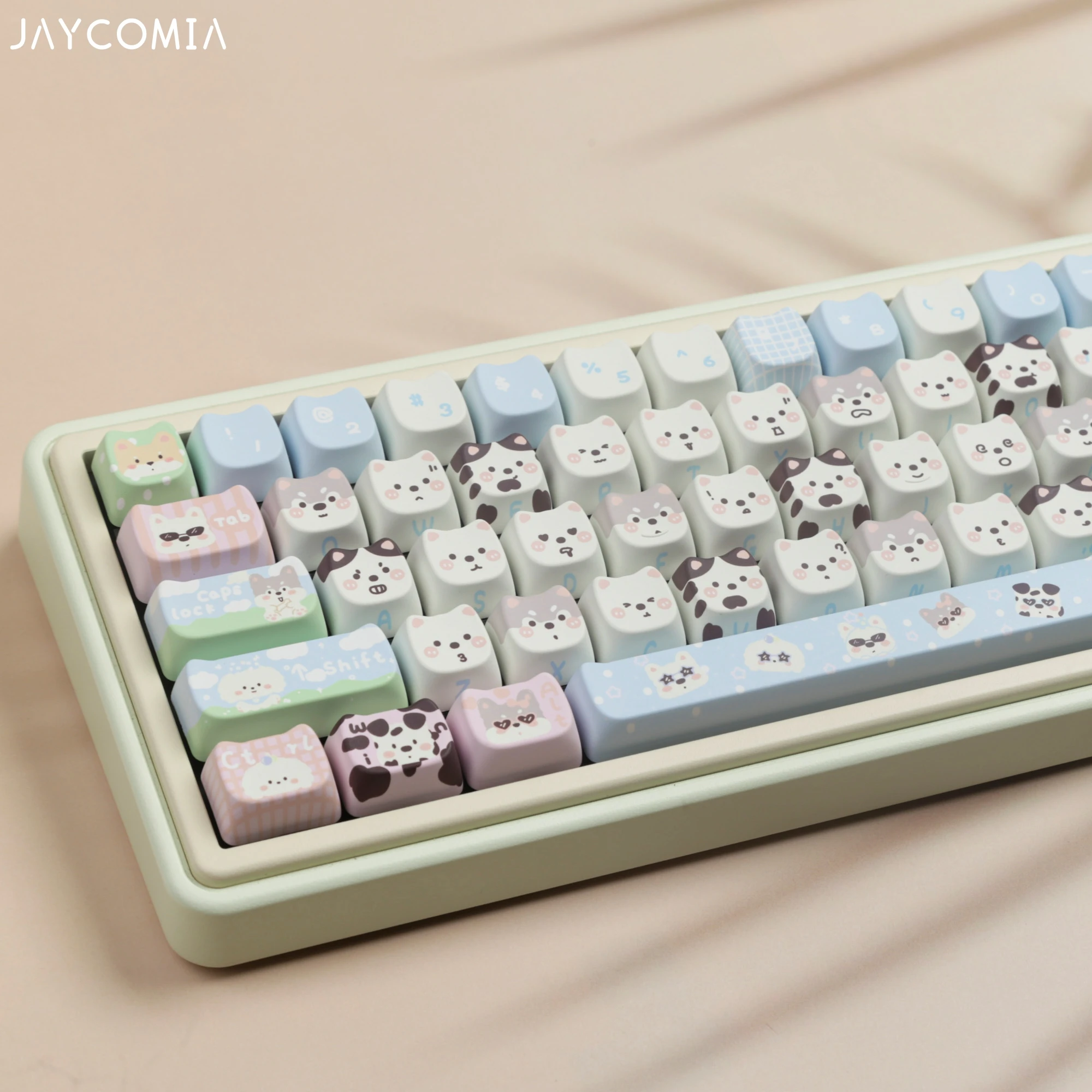 Imagem -03 - Mao-cute Cat Ear Keycaps Grupo Dog Side Letras Impressas Dye Sub Grande Material Pbt para Teclado Mecânico Making Switch