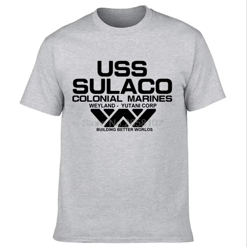 2025 new Fashion USCSS T-Shirt Alien USS Sulaco Colonial Marines Aliens Off World Short Sleeve Tshirt Men Cotton O Neck Tees