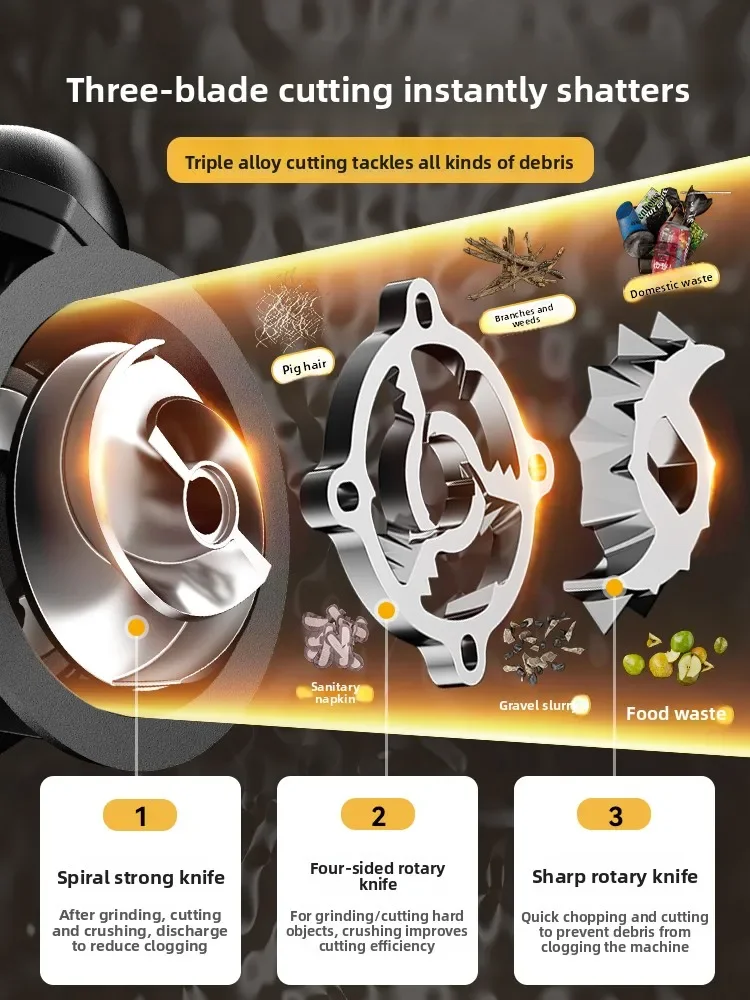 مضخة مياه الصرف الصحي المنزلية القطع 220 فولت، مضخة خزان صوفية صغيرة الحمأة الطينية عالية الطاقة، مضخة غاطسة ذاتية التحضير #1