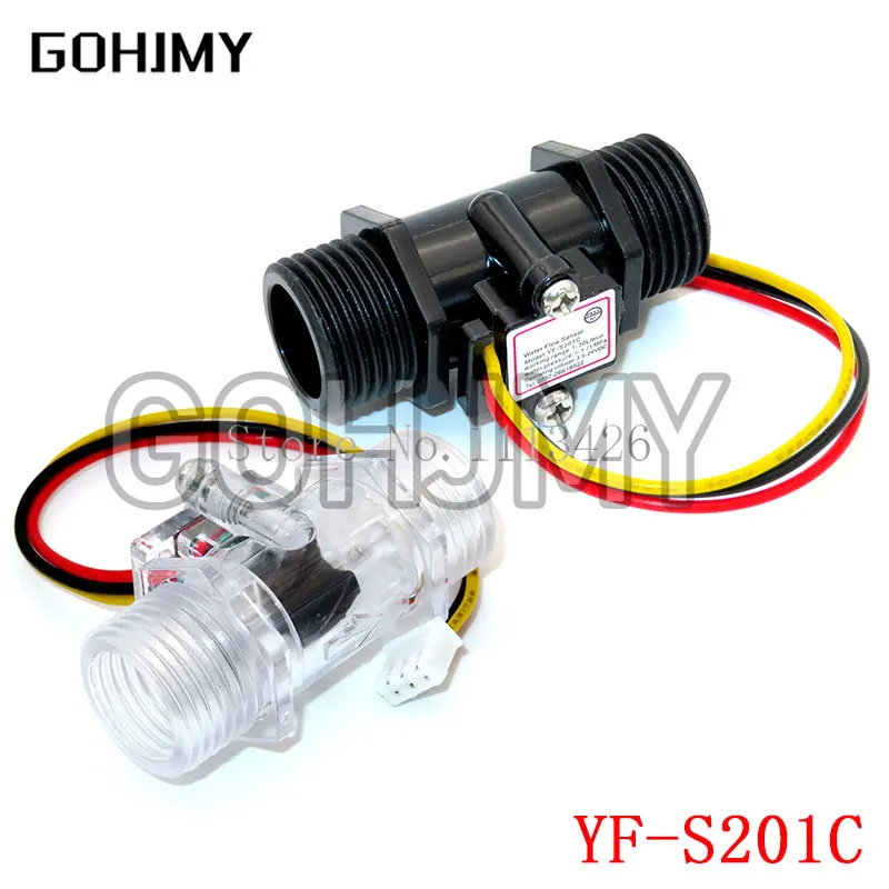 Water flow sensor flowmeter Hall flow sensor 4/6 points G1/2/3/4 Water control 1-30L/min 2.0MPa YF-S201 FS300A