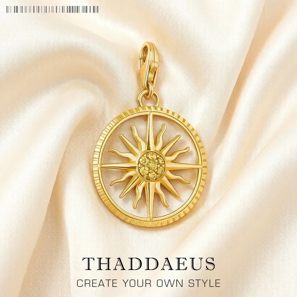 

Dangle Charm Pendant Golden Sun Europe Club Fine Jewelry For Women Men Vintage Gift In 925 Sterling Silver