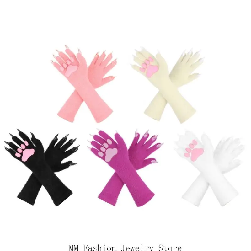 D0UB Silicone Horror Gloves Nails Plush Inner Layer Plush Pad For Cosplay Enthusiasts And Partygoers