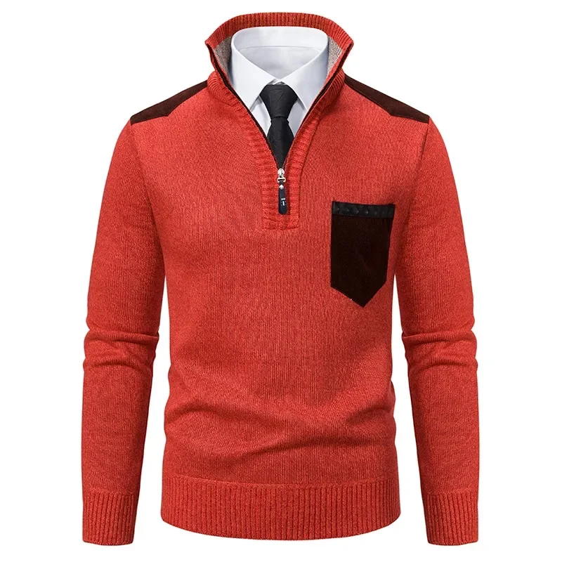 2024 Popular Men's Casual Fashion Urban Trend with Thick Velvet Cardigan Knitted Sweater Men's Pullover