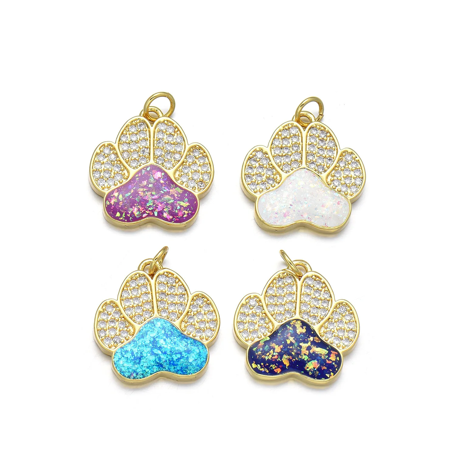 5pcs Hot-selling Opal Copper Gold-plated Bear Feet Pendant Diy Pearl Necklace Bracelet Jewelry Accessories Material Wholesale