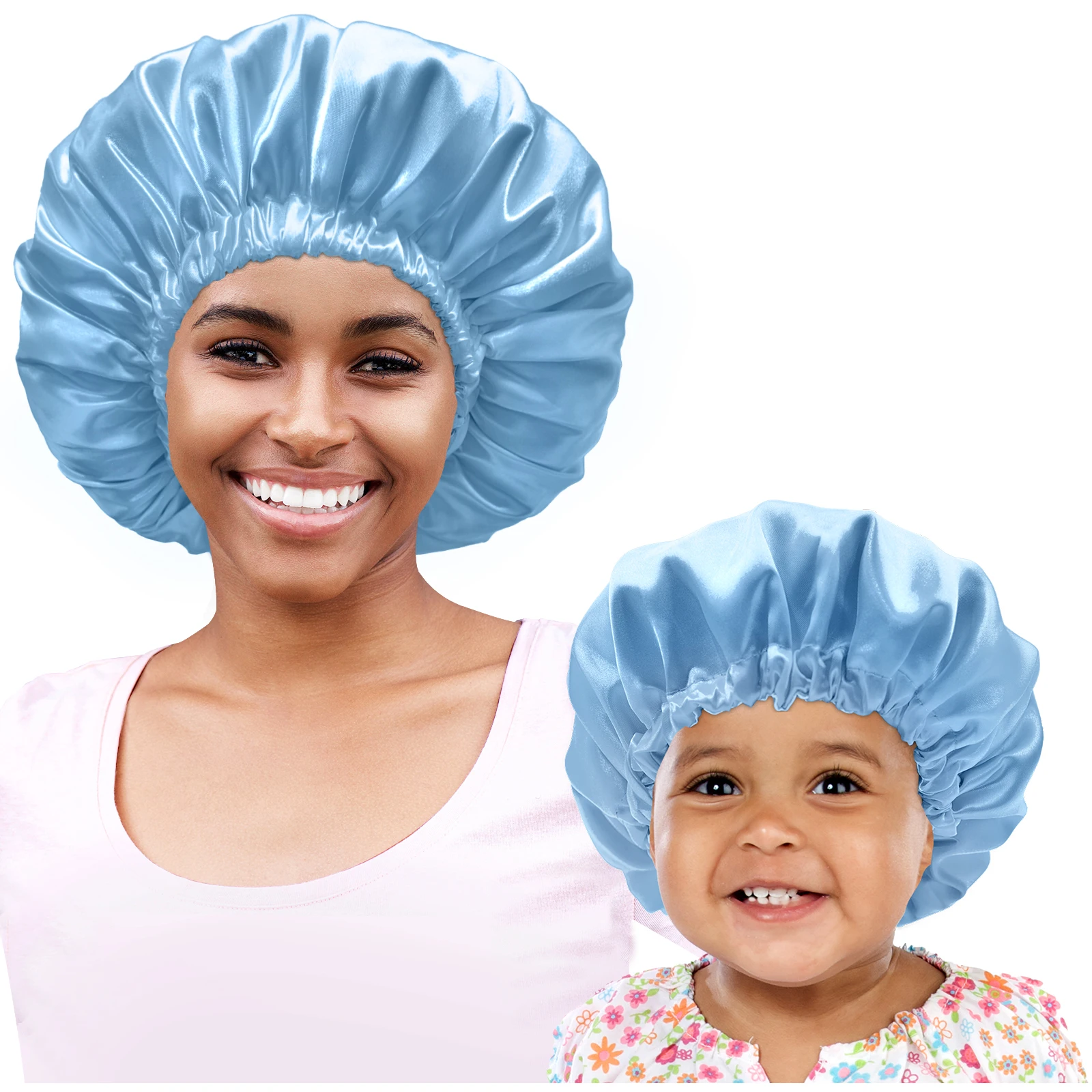 Bonnet Queen 2pcs Pack Elastic Silk Bonnets for Women & Kids