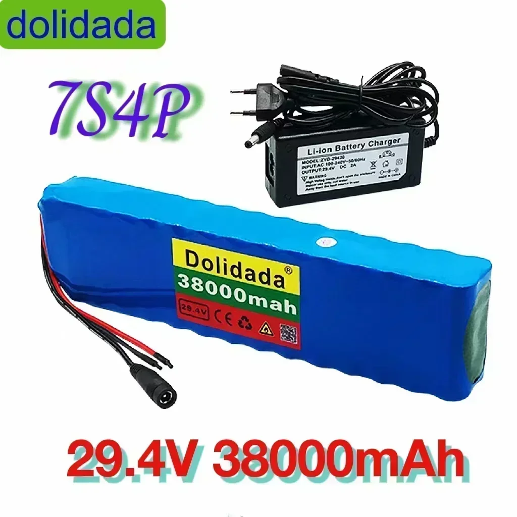 18650 Lithium-Ionen-Akku 7S4P Akkupack 29,4 V 38 Ah/38000 mAh, integriertes BMS, geeignet für