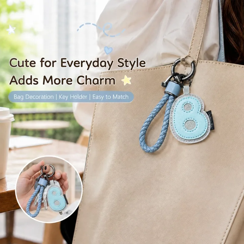 A-Z Letter Keychain PU Leather Initial Charm Braided Wrist Strap Key Ring for Bag Purse Backpack Personalized Key Holder Gift