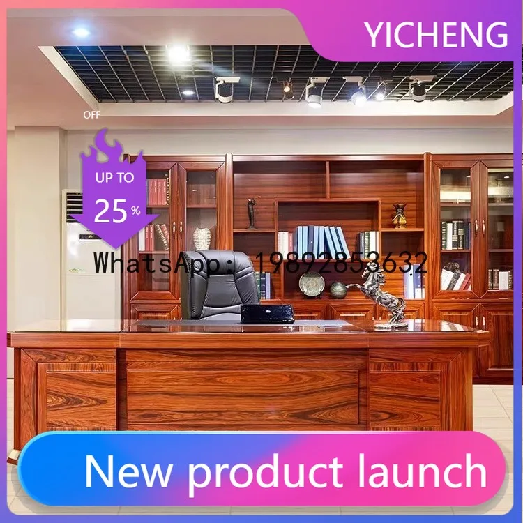 

Hys boss office desk and chair combination painted solid wood new chinoiserie executive desk single table