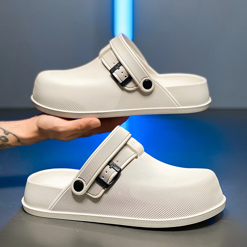 Men Casual Home Slippers Indoor Outdoor Sandals Women Beach Flip Back Strap Non Slip Mules Unisex EVA Closed Toe Clogs Slippers