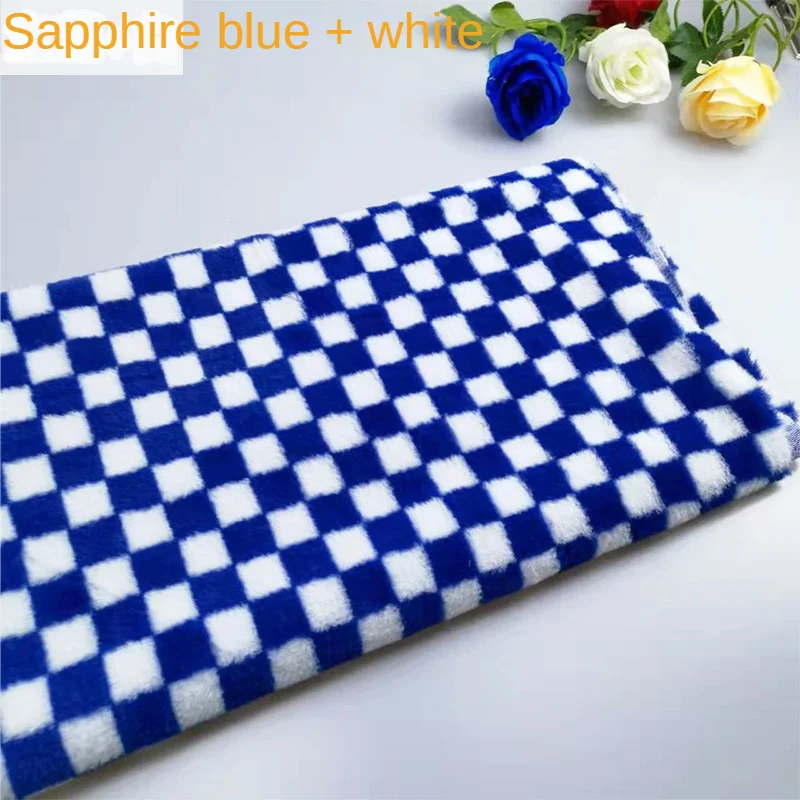 Fur Fabric Plush By The Meter for Clothing Coats Diy Sewing Encrypted Imitation Rabbit Checkerboard Plaid Cloth Thickened Winter