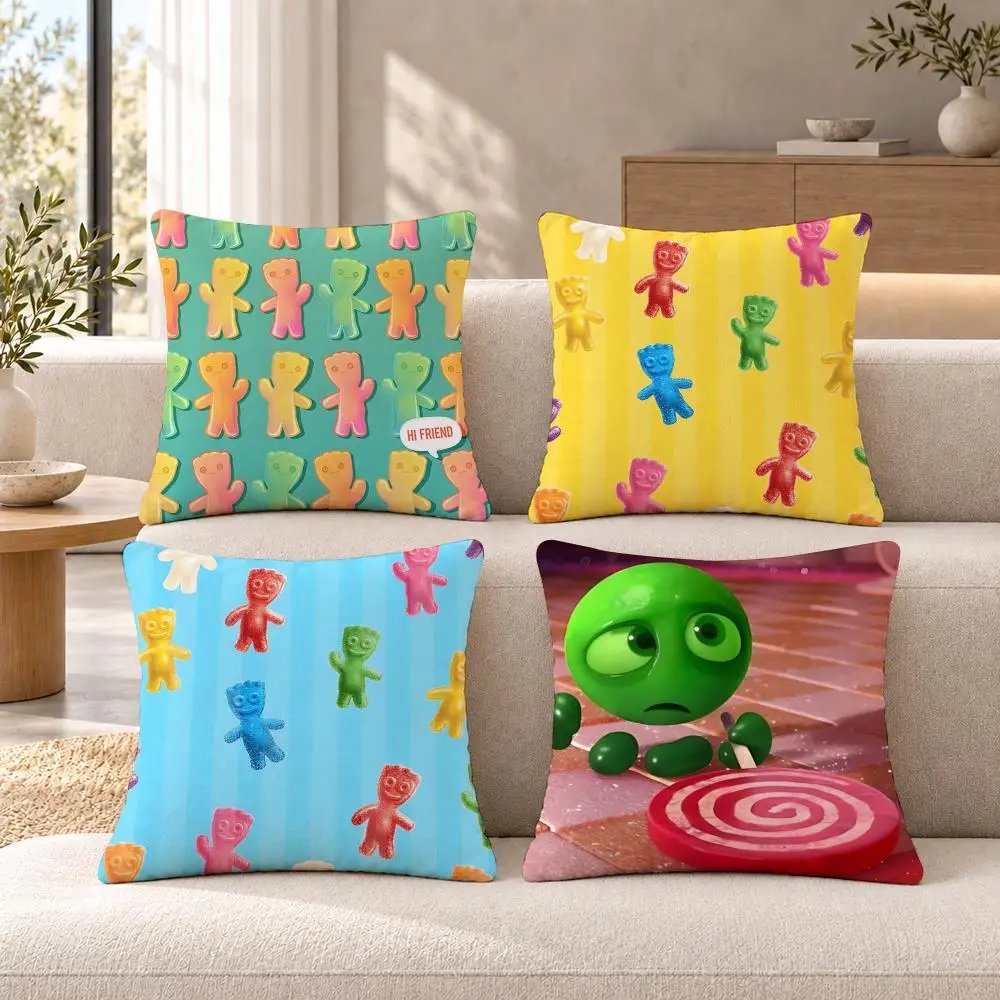 Food Candy S-Sour Patch Kids Cushion Cover Soft Short Plush Sofa Bedroom Den Car Dorm Decor Gifts
