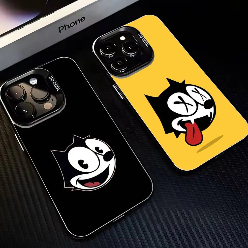 

F-Felix the Cats Funny Phone Case For iPhone17,16,15,14,13,12,11 Plus,Pro Max Black Matte Shockproof Cover