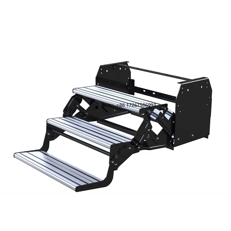 

External Accessories Loading 200KG Aluminum Alloy Triple Step Three-layer Manual Step for Camper Trailer Motorhome