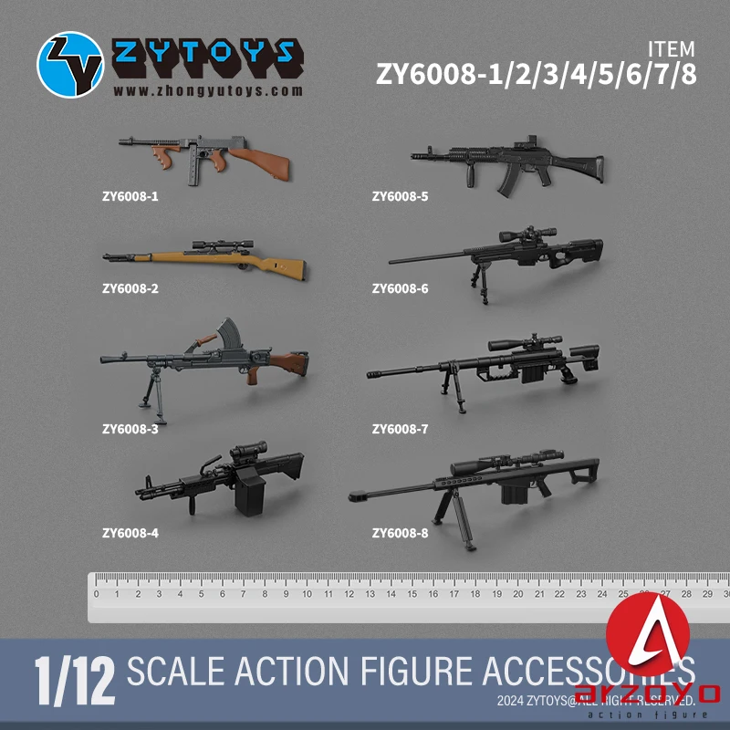 IN STOCK ZY6008 1/12 Weapon Set M1928 98K Sniper Rifle Bren MK43 AK74M MK13 M200 M82A1 for 6inch Action Figures Soldier