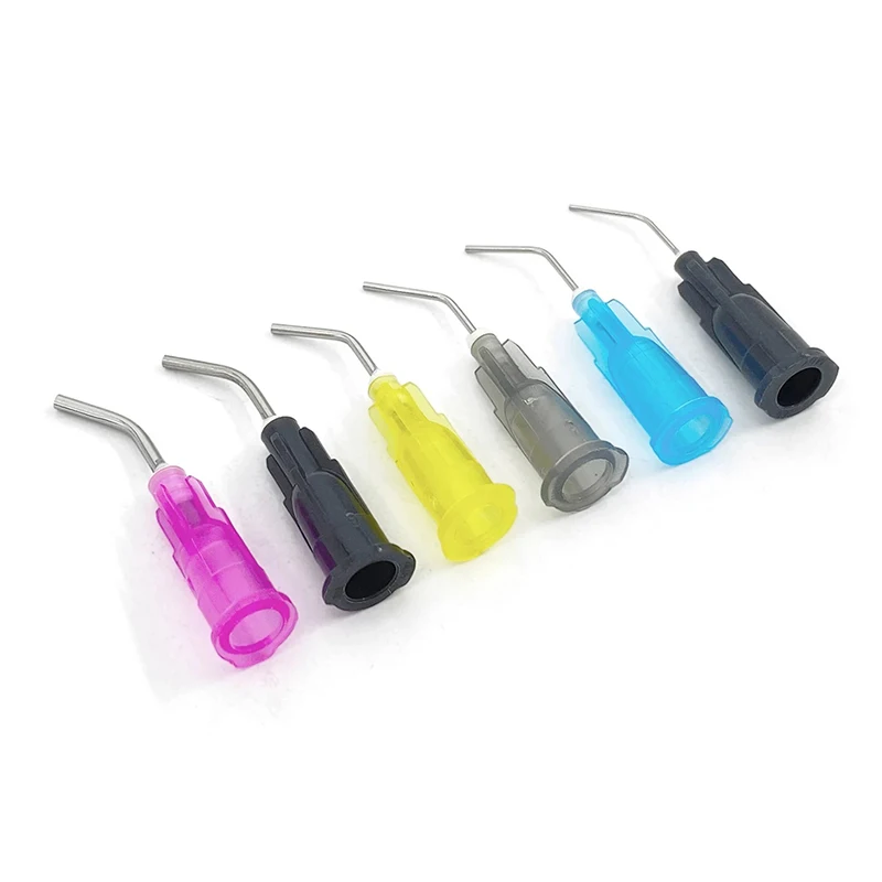 100PCS Pre Bent Dispensing Tips Disposable Dental Syringe Tip Dental Irrigation Flow Sealant Etchant Composite Resin Syringe Tip