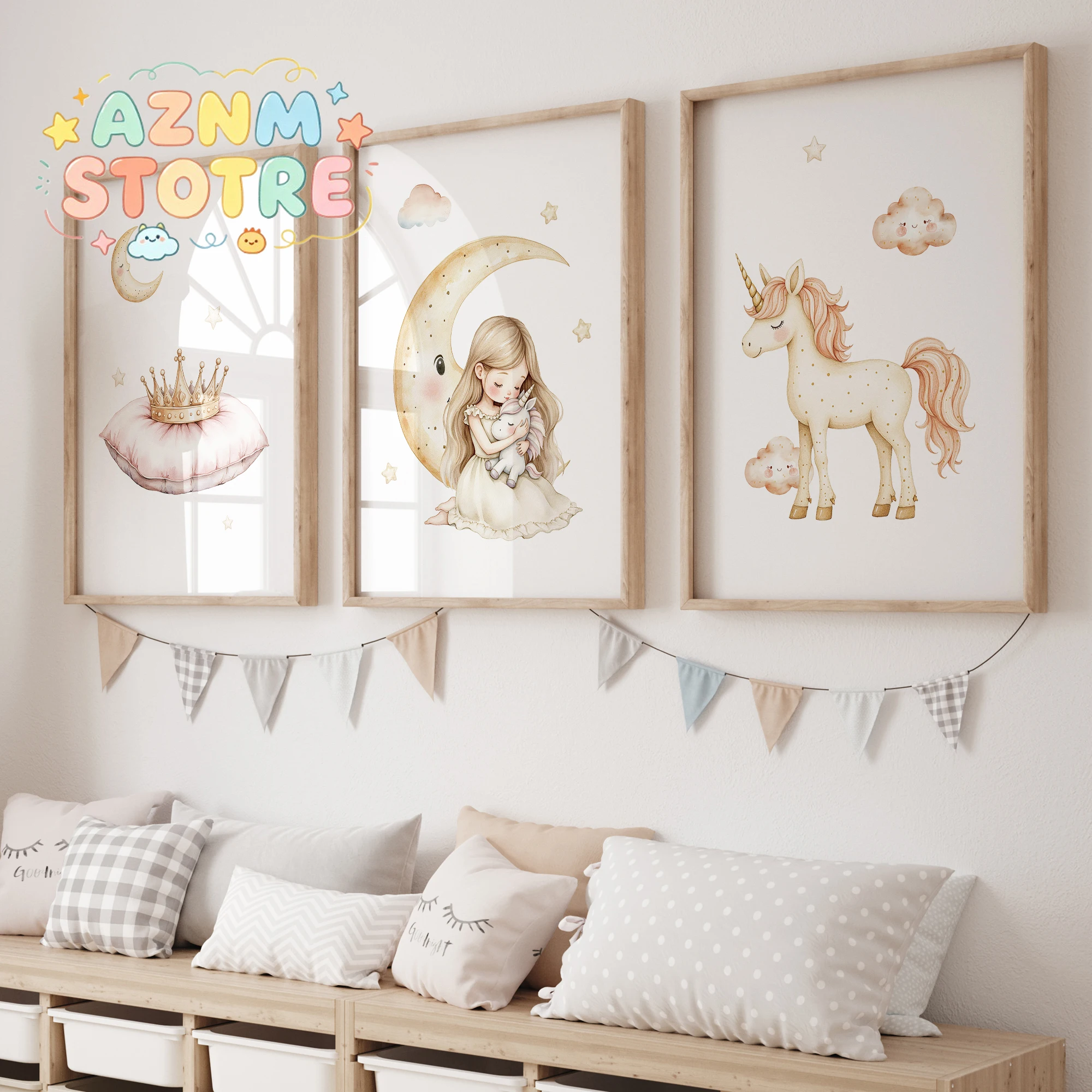 Cartoon Sleeping Princess Theme Wall Art Print Canvas Painting Poster Picture For Living Room,Girl's Room Home Decor