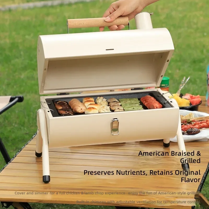 for Barbecue Stove Outdoor Charcoal Wilderness Camping Grill Shelf Pot Chimney Household Indoor Smokeless Carbon Tools
