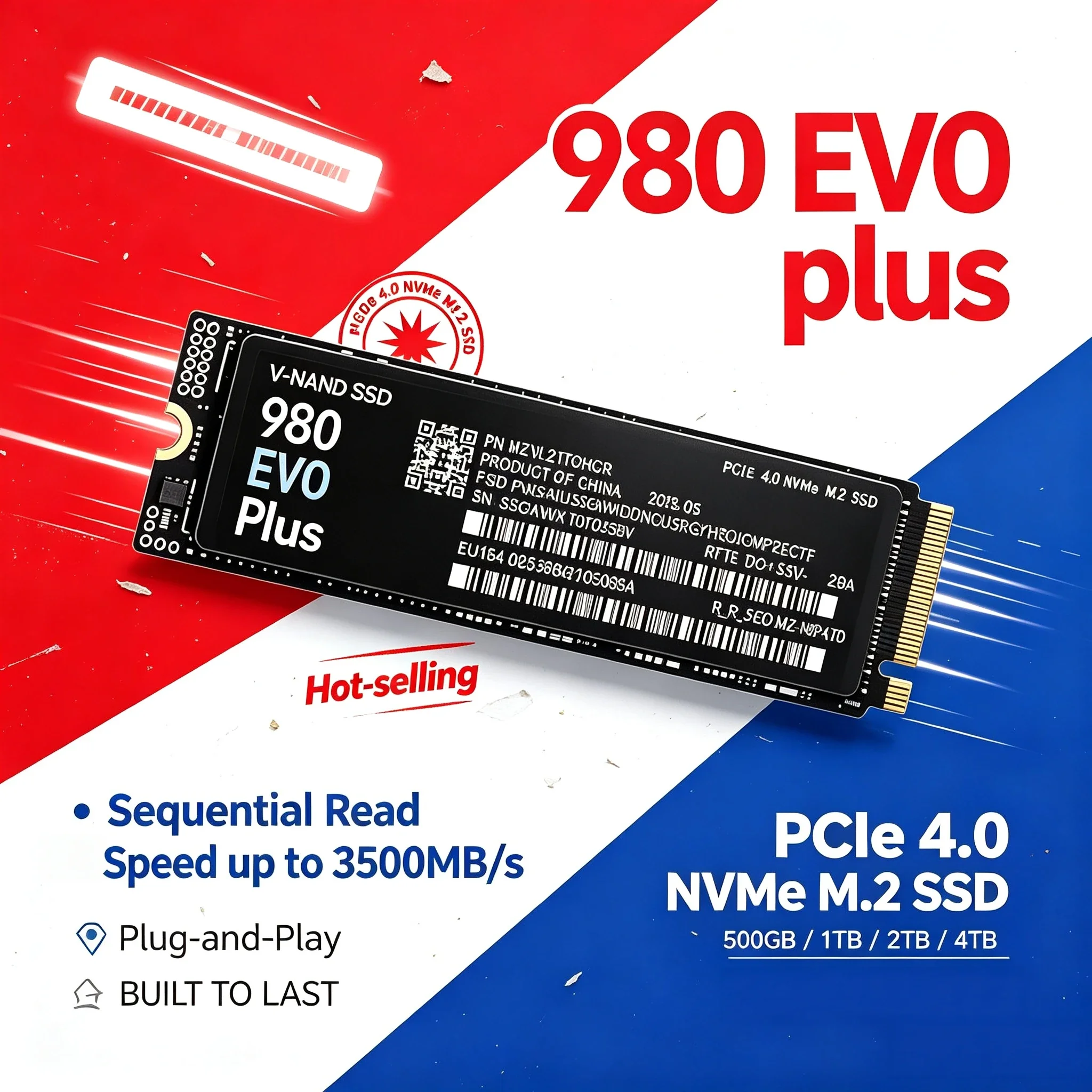 SSD 980 EVO Plus M.2 2280 NVMe PCIe4.0 X4 TLC de 500GB 1TB 2TB 4TB, Unidade de Estado Sólido Interna de Alta Velocidade para Armazenamento, PS5 Gaming