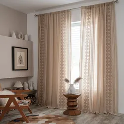 Cotton Linen American Geometry Home Window Curtain Embroidered Edge Blackout Drapes Curtains Living Room Bedroom Kitchen Window