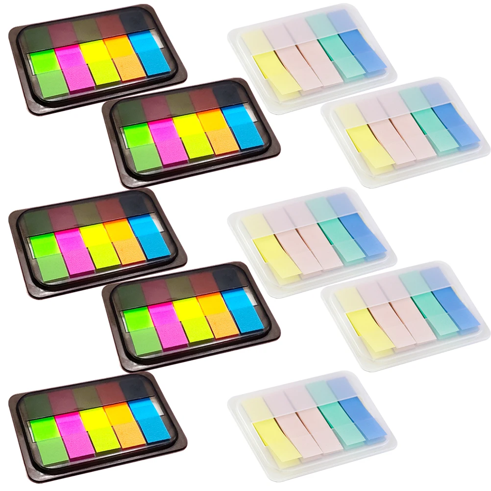 

10pcs Page Markers Sticky Notepad Writable Book Annotation Tabs Bright Divider Tabs Stick On For Notebooks Offices
