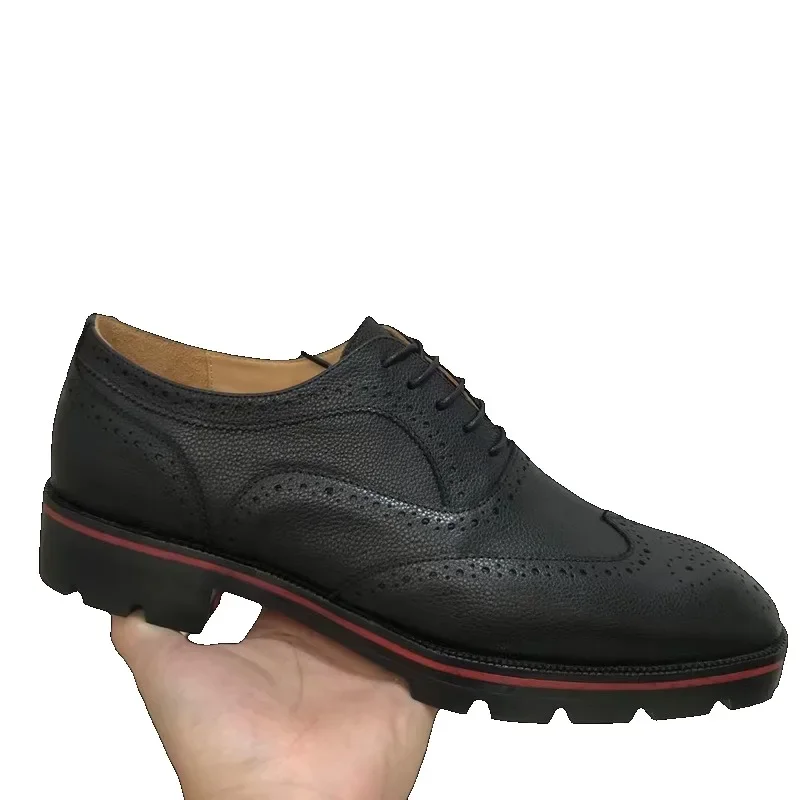 Luxury Low Top Heels Gentleman Red Bottom Suit Shoes For Men Trainers Driving Spiked Black Genuine Leather Rivets Flats Sneaker