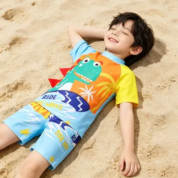 3-Piece Boys Swimsuit Set 3 Boys Swimsuits Kids Toddler 3 to 4 5 6 7 8 9 10 11 12 Years Funny Boy Swimwear 3 Piece Short Summer Swimming Suit UV Protection 3
