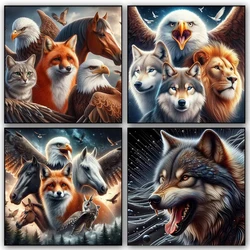 5D DIY New Diamond Painting Art Wolf Horse Fox Eagle Wolf Lion Family Cross Stitch Kit Diamond Mosaic Embroidery Home Decor Gift