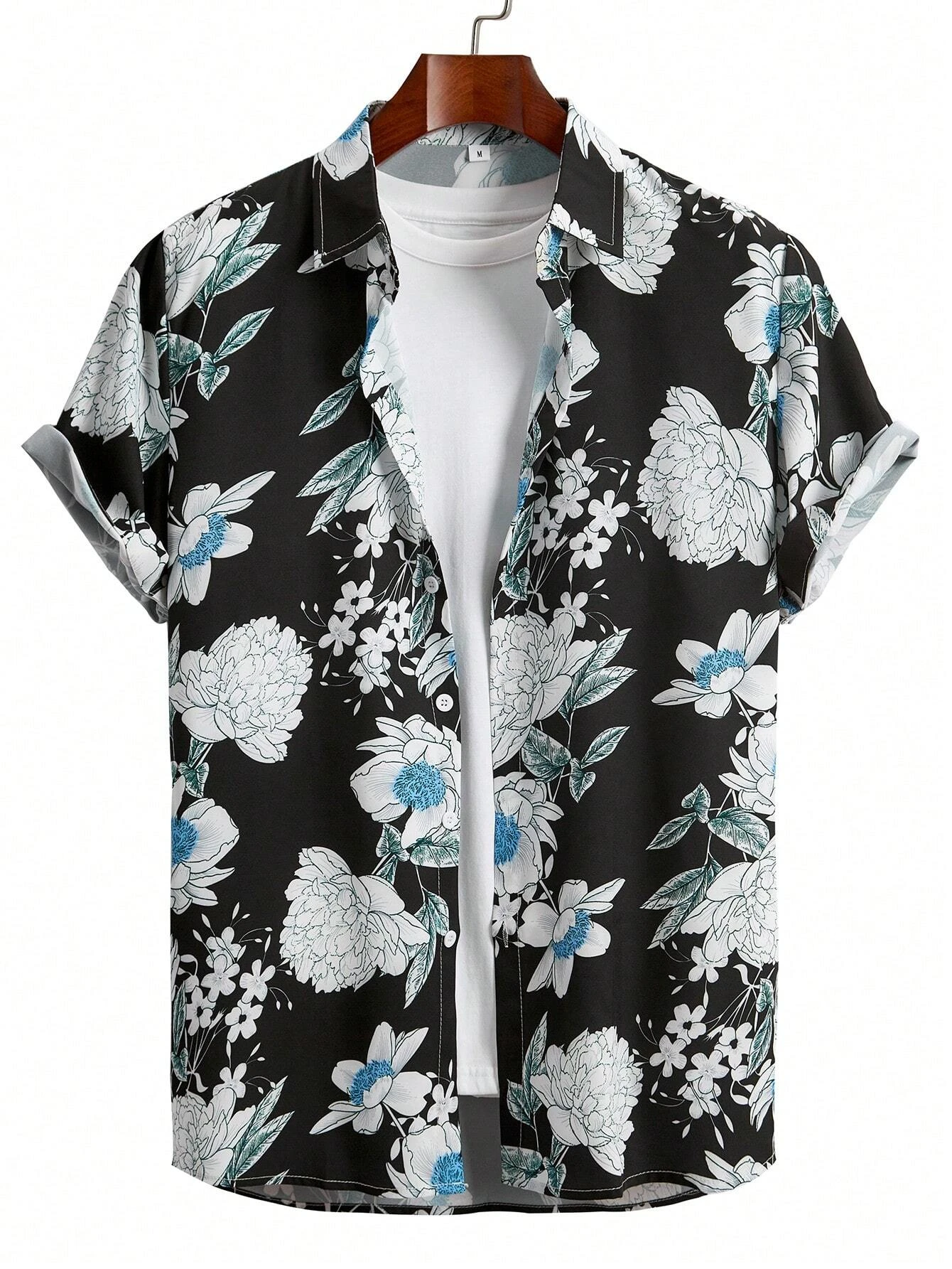 Camisa con estampado de flores botánicas personalizadas para hombres y mujeres, Tops de manga corta, camisas casuales con botones, Tops de manga corta