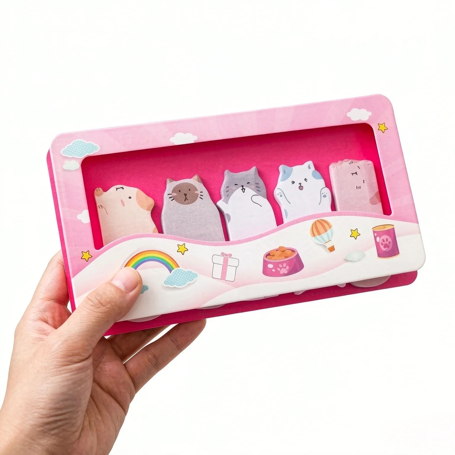 150 Sheets Cartoon Animals Sticky Notes Kawaii Cat Notepads Decorative Self-Adhesive Memo Pads Creative Bookmarks for Students