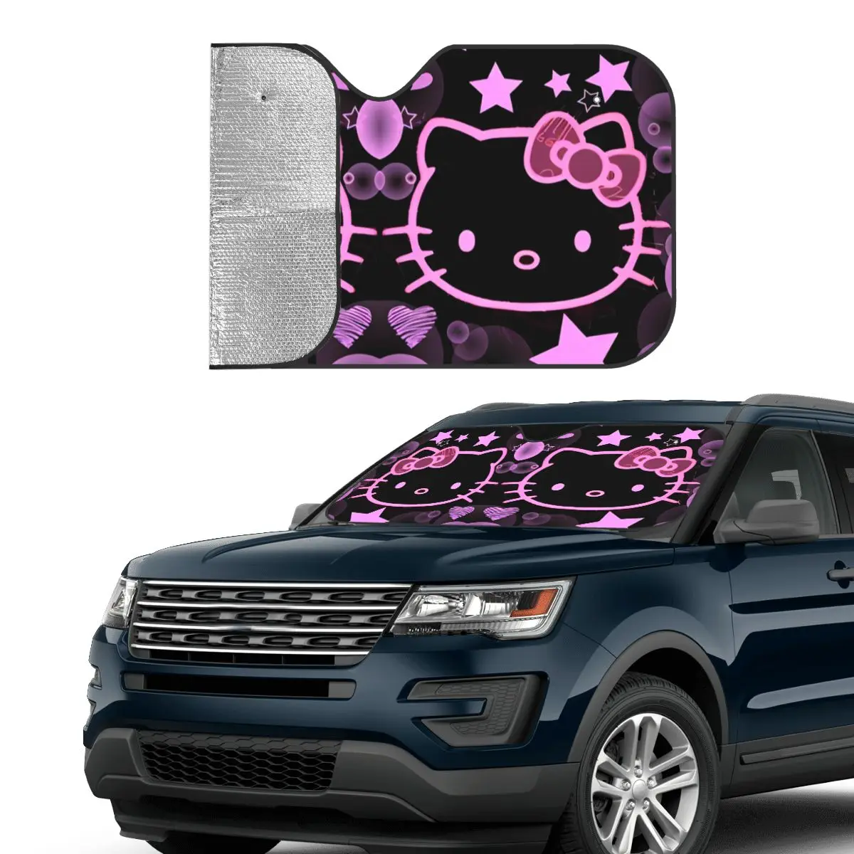 Hello Kitty Punk Style Sunshade Windscreen Foldable Cover Front Block Window 76x140cm Sunshade Visor Ice Shield Dust Protection