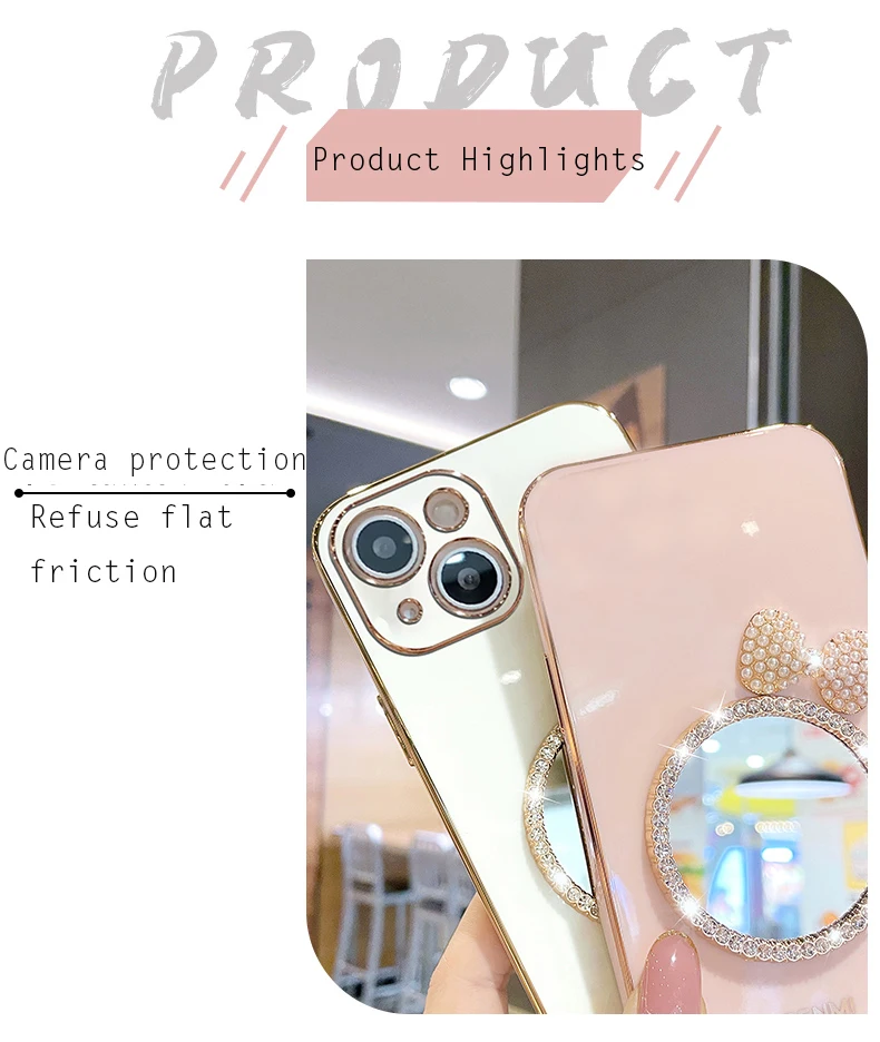 Make up Mirror Diamond Bling Case For Xiaomi Mi 12T 11T 12 13 10 11 Lite Mi13 13 Pro 13Lite 5G 8 9 9T Mi12 Stand Cover