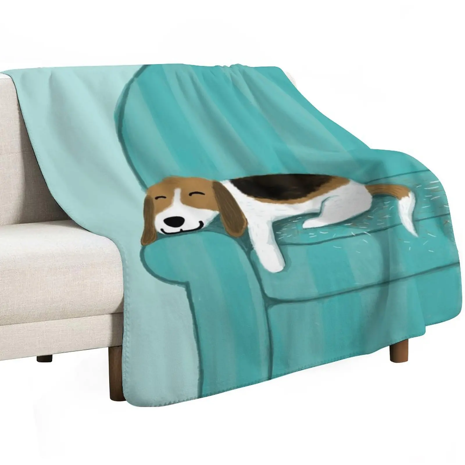 Happy Couch Dog | Cute Beagle Throw Blanket Cute Plaid Plush Luxury Designer Single Extra Large Throw Loose Blankets