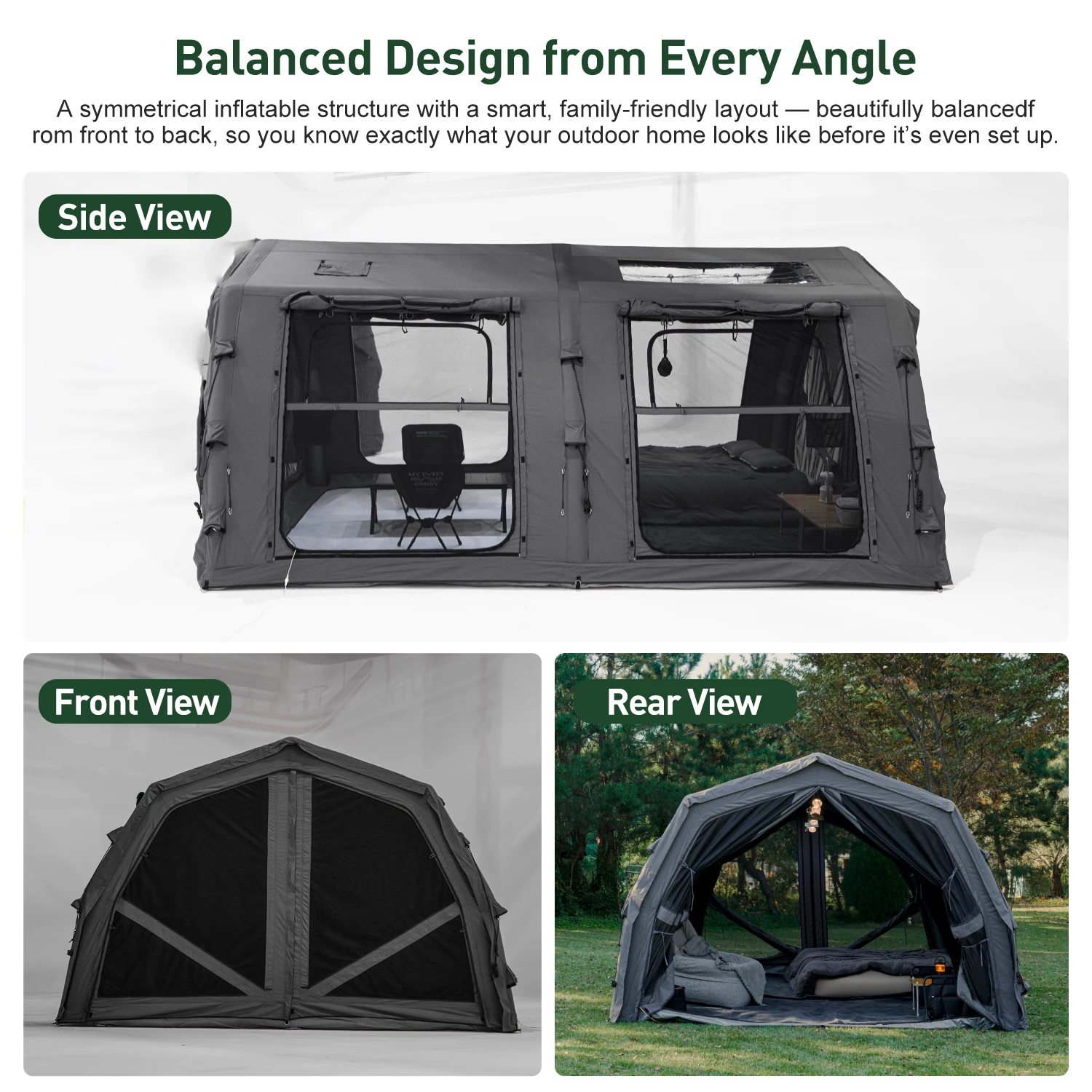

17.2 Familia Pro-Gray Portable Waterproof Cotton Fabric Outdoor Inflatable Family Air Tent